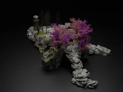 Wooden Bridge low poly 3d model  Low-poly 3D model