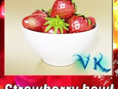Photorealistic Strawberries in Bowl 3D model