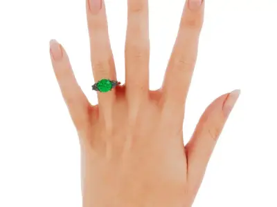 Alternative three stone engagement ring with rendering 3D print model