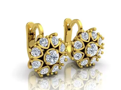 Genuine Emerald Diamond Anzor Style Earrings 3D print model