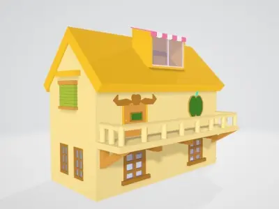Little yellow cartoon house Free 3D model