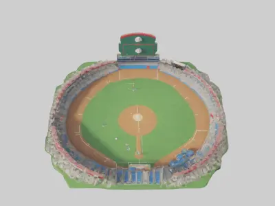 Cartoon Baseball Stadium model Low-poly 3D model