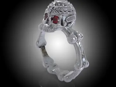 Stylish Skull Ring -Firenze Collection- Silver - Gold - Diamond  3D print model
