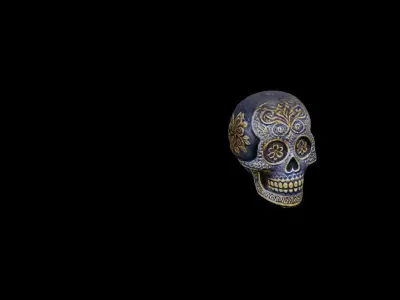 Ornate ceramic sugar skull Low-poly 3D model