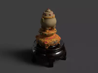 Chinese jade pot figurine Low-poly 3D model