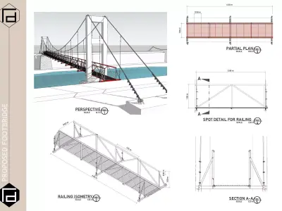 PROPOSED 42 m LONG FOOTBRIDGE 3D model