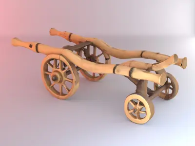Stylized Wooden Cart 3D model