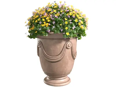 Classic Vase pot with yellow flowers for decoration 3D model