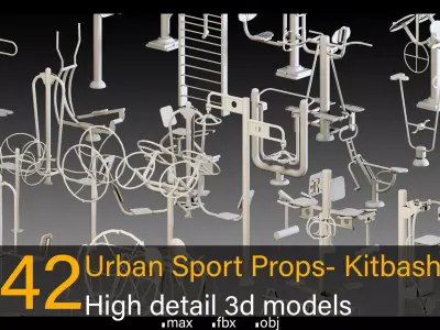 42 Urban Sport Props- Kitbash- High detail 3d models Low-poly 3D model