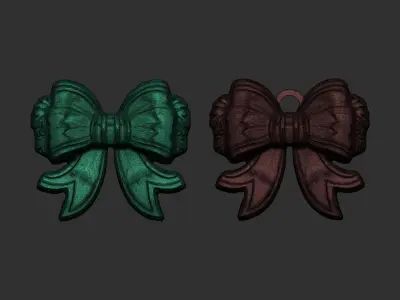 christmas ribbon bow 2  3D print model