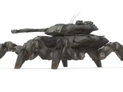 Spider Legged Tank 3D Model Futuristic Mecha Vehicle 3D model