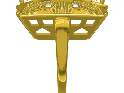 Antique Round Diamond Art Deco Ring 3D print model