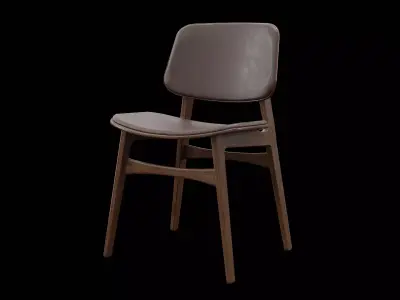 Soborg Chair Model-3052-leather 96 and oak smoked Low-poly 3D model