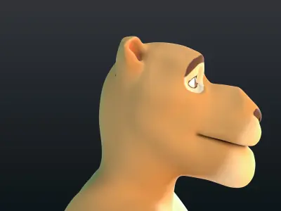 Stylized Lion NoRig Low-poly 3D model