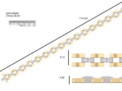 Stylish bracelet in silver with a cross 265 diamond bracelet 3D print model