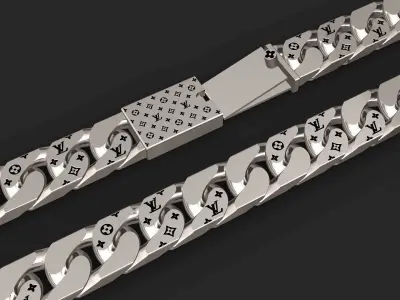 louis vuitton LV cuban chain with box lock  3D print model