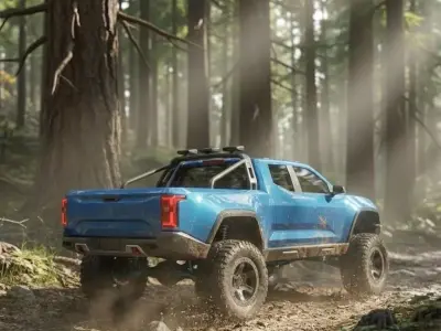 Blue Off-Road Pickup Truck 4x4 Model low poly  Low-poly 3D model