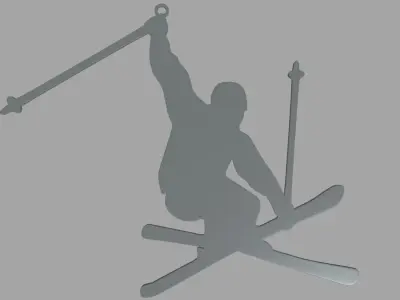 Skiing Key Ring Chain 01 Low-poly 3D model