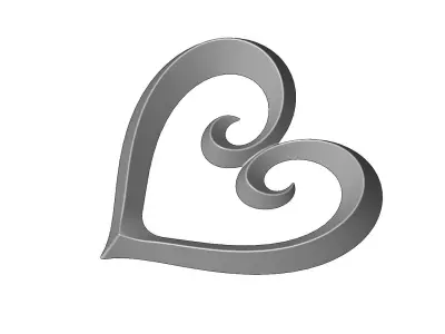 Heart shaped decoration element relief 3D print model