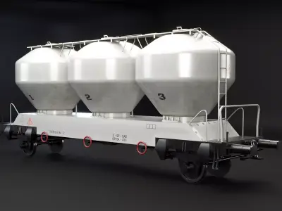 UGPPS Grain Hooper Railroad Car Low-poly 3D model