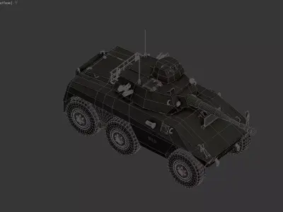 a 3D wireframe model of a military armored Low-poly 3D model