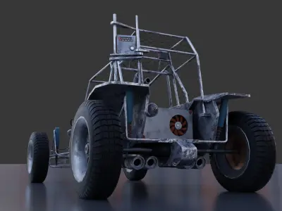 Buggy race car Low-poly 3D model