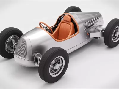 Silver Racing Push Car - Kids 3D model