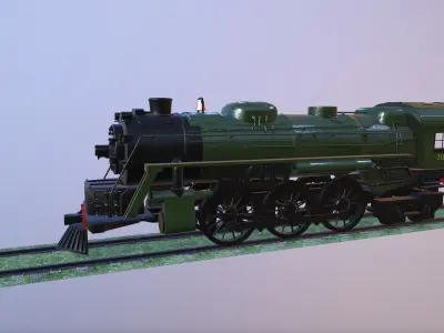 Steam Engine Train Wagon Low-poly 3D model