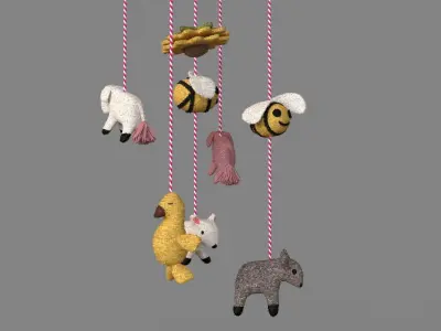 Wool Felt Farm Animal Mobile 3D model