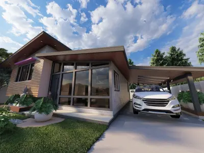 Modern Bungalow House Single Storey 3D model