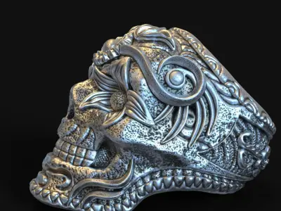  skull ring jewelry Ornamental  vol1 3D print model