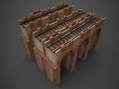 Old Modular Rail Bridge Low-poly 3D model
