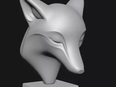 Fox head sculpture 3D print model