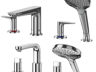 Inset bath mixers Hansgrohe set 157 3D model