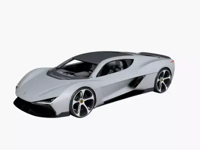 Brandless Super Car Futuristic High Performance Sports Vehicle 3D model