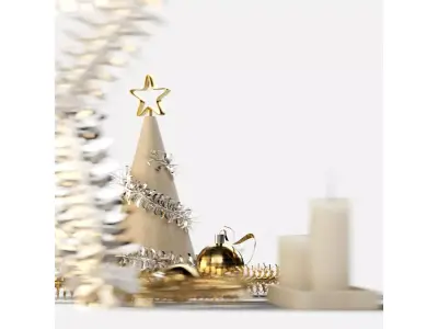 Decorative New Year set with tinsel 3D model