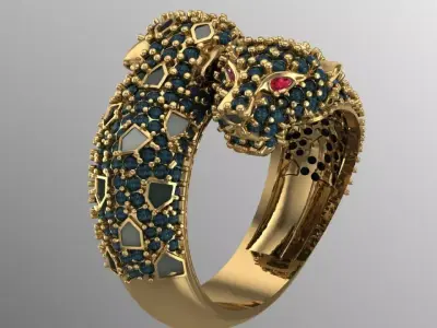 2 panter head ring 3D print model