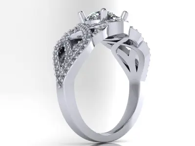 Halo Statement Ring - 1ct Round Center Stone 3D print model