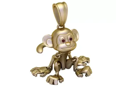 Golden Playful Monkey Pendant 3D print model