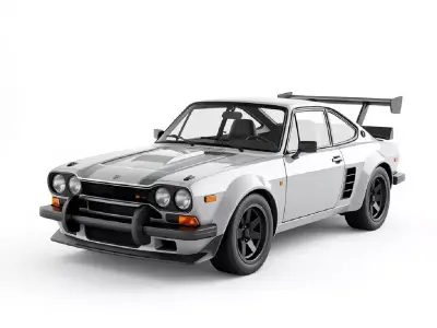 Classic sports car Ford Escort RS1800 white body black wheels 3D print model