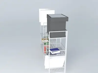 Shelves metal shelving unit with box on top Free 3D model