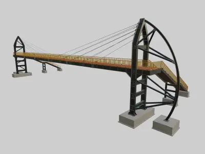 Steel Pedestrian Bridge - Flat Stair-Sailing Column Type-12 3D model