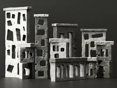 Stone building facade n1 3D model