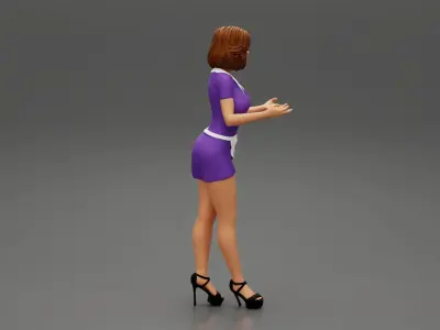 Sexy maid woman in a mini dress 3D print model