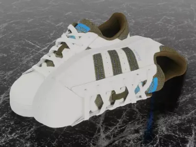 Adidas 3D Shoes - White - Brown SuperStar Series Low-poly 3D model
