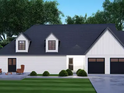 Modern Farmhouse 3D Model Single-Story Family Home  3D model