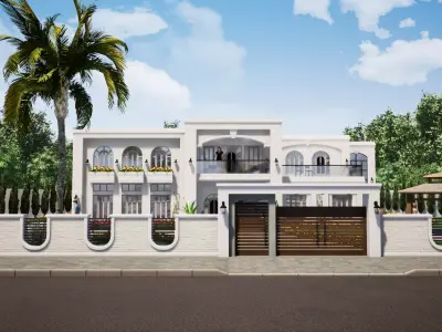 luxury villa house Low-poly 3D model