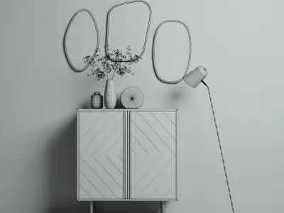 Sideboard with decor set  3D model