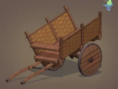 Medieval Carriage Low-poly 3D model