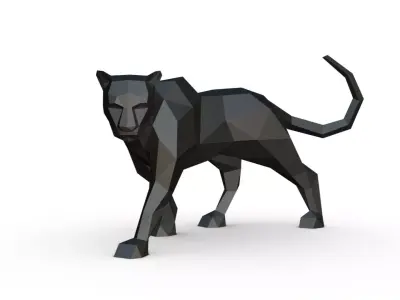 black panther low poly 3D print model
